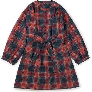 NWT TEA Collection Women's Tunic Dress, Matsuri Plaid In Red size medium